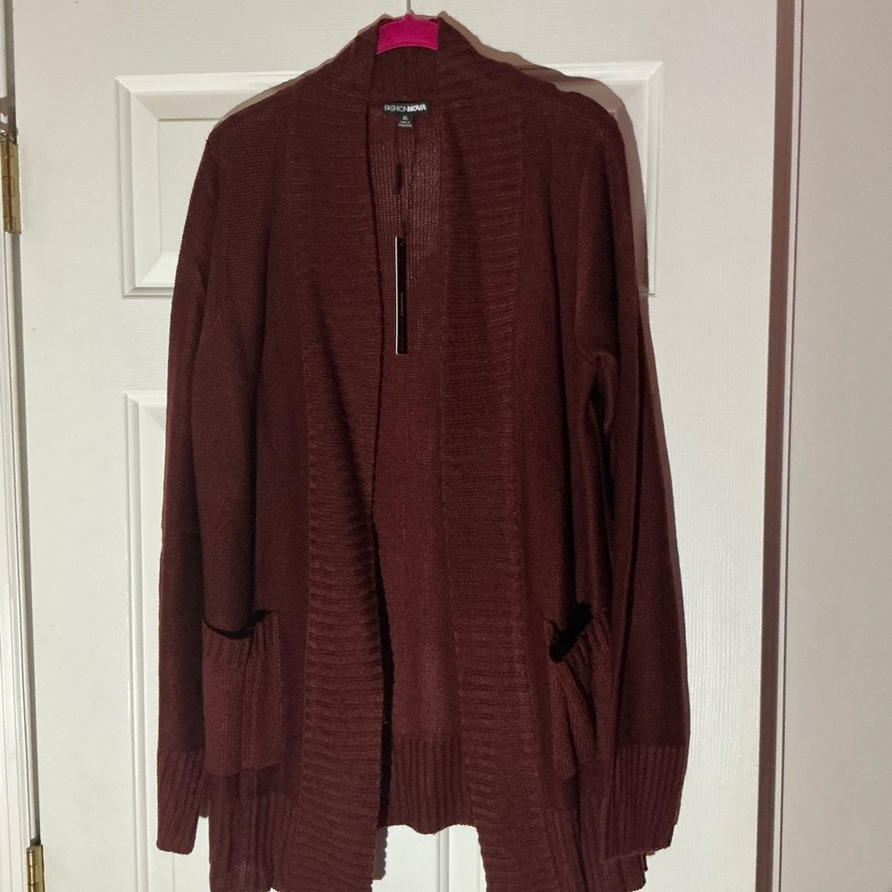 Burgundy cardigan sweater